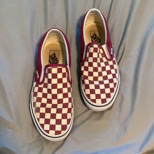 Slip on purple checkered vans